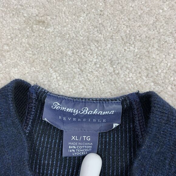 Tommy Bahama Reversible Sweatshirt Pullover Quarter Zip Blue Black XL Sweater - Picture 13 of 16